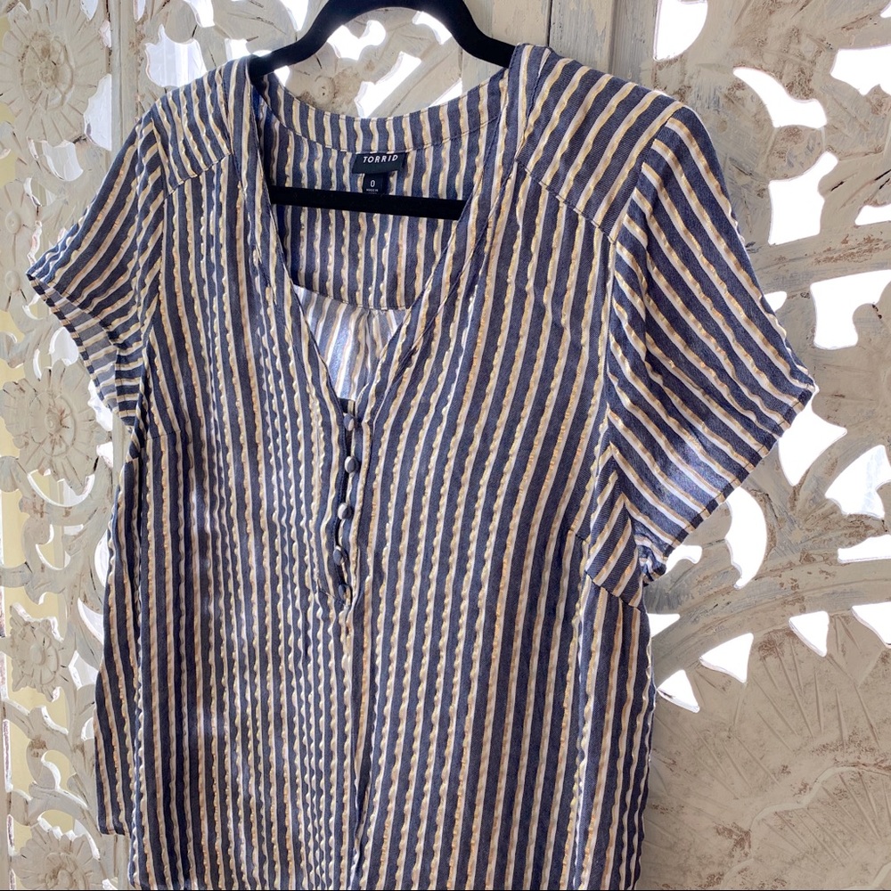 Torrid Striped Blouse Metallic Plus Size 0x